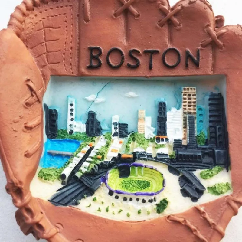 Boston travel souvenirs,3D baseball gloves, magnetic stickers, refrigerator stickers, creative collection souvenirs