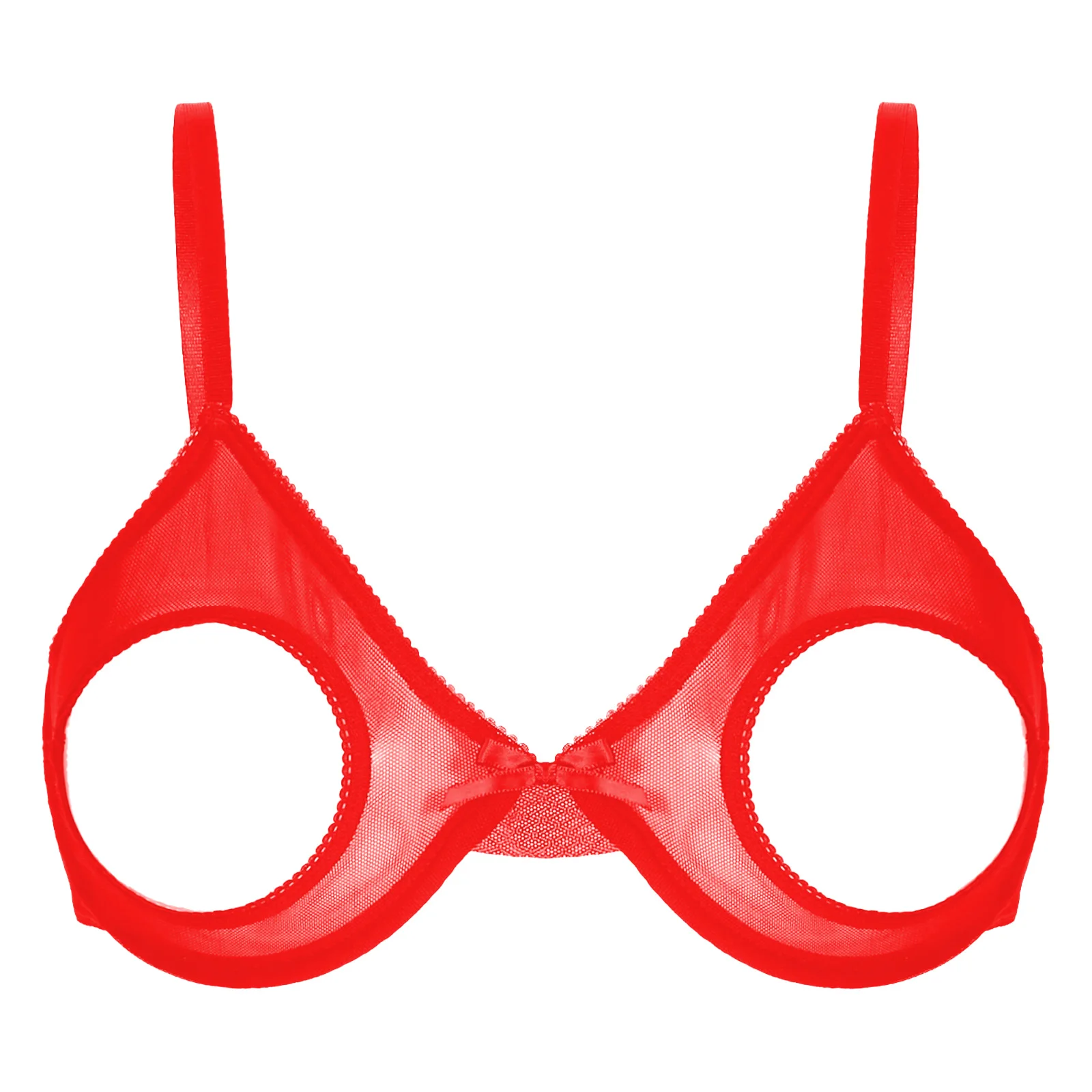 Sexy Womens Bare Open Breast Bra Tops Lingerie Mesh Open Nipple Bras Underwear Underwired Shelf Bra Open Cups Unlined Bralette