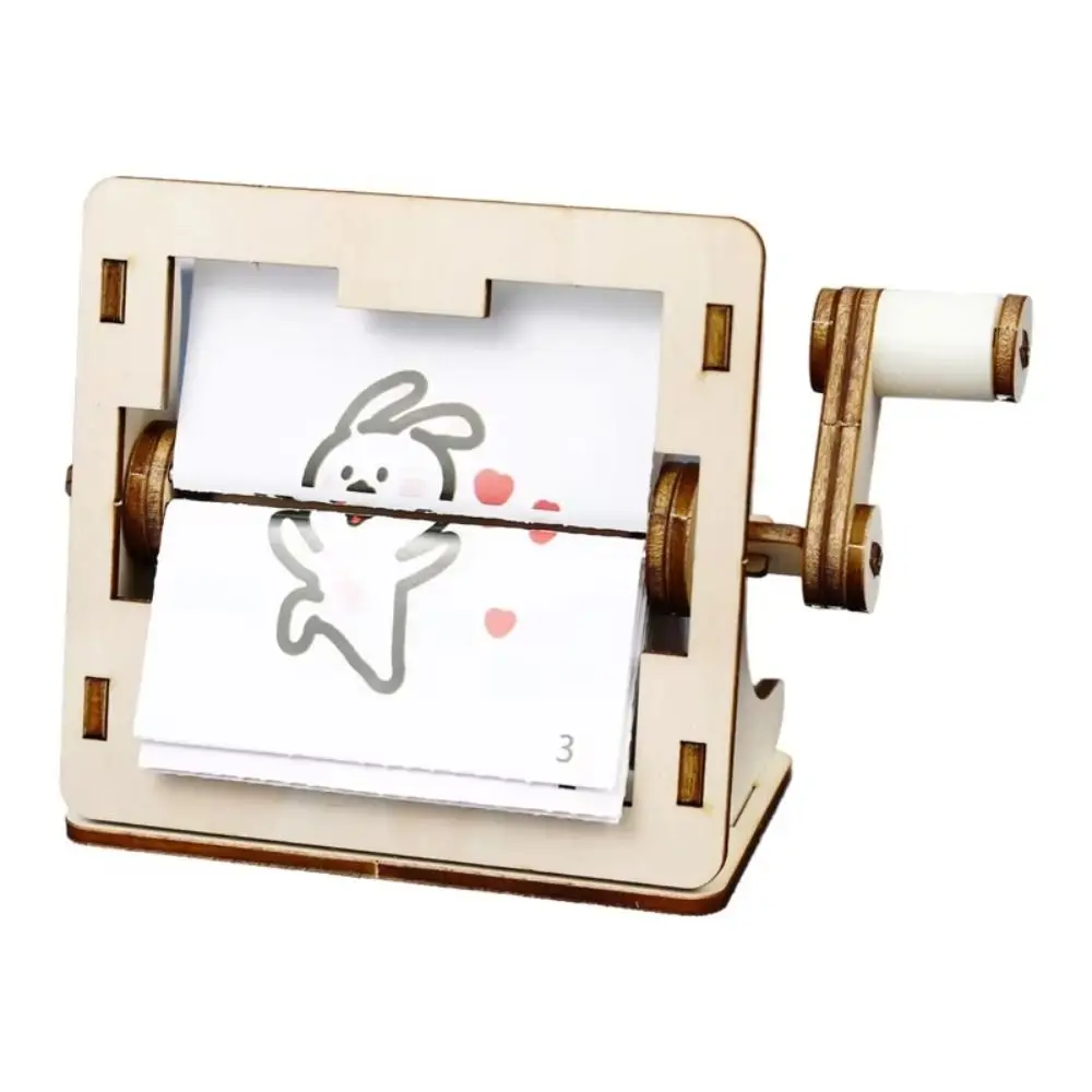 Rotating Science Handmade Craft Assembly Technology Hand Cranked Animation Learning Wooden Science Experiment Boys Children