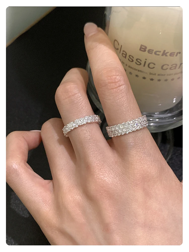 Ultra-Glänzende Luxus-Ringe mit Mikro-Zirkonia-Besatz, Offen Verstellbar, Silberfarben, für Damen, Eleganter Schmuck, Vielseitiges Finger-Accessoire – Detail 5