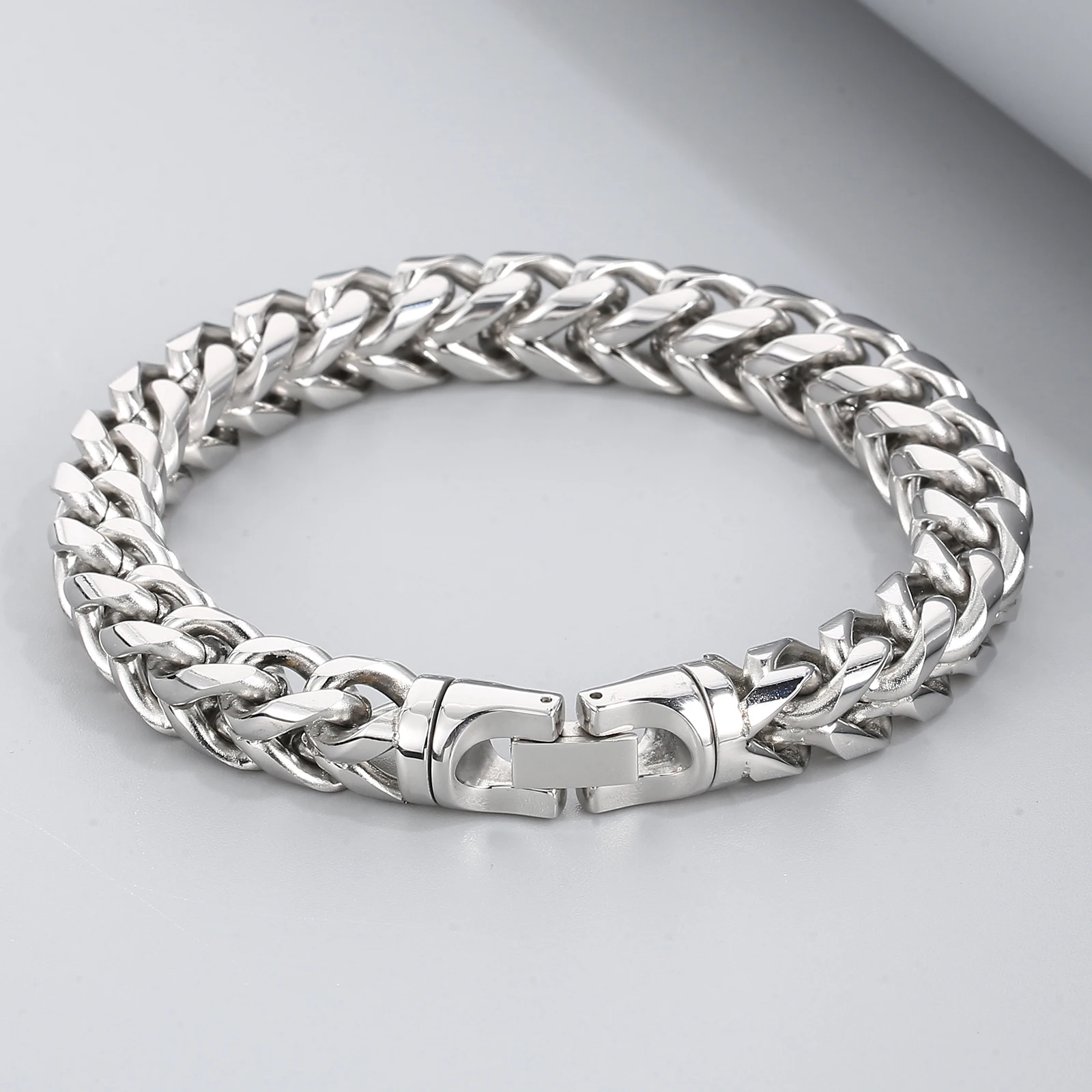 8/10mm Width Stainless Steel Keel Bracelet Plated Gold Keel Chain Bracelet Fashion Jewelry For Men Wedding Birthday Party Gift