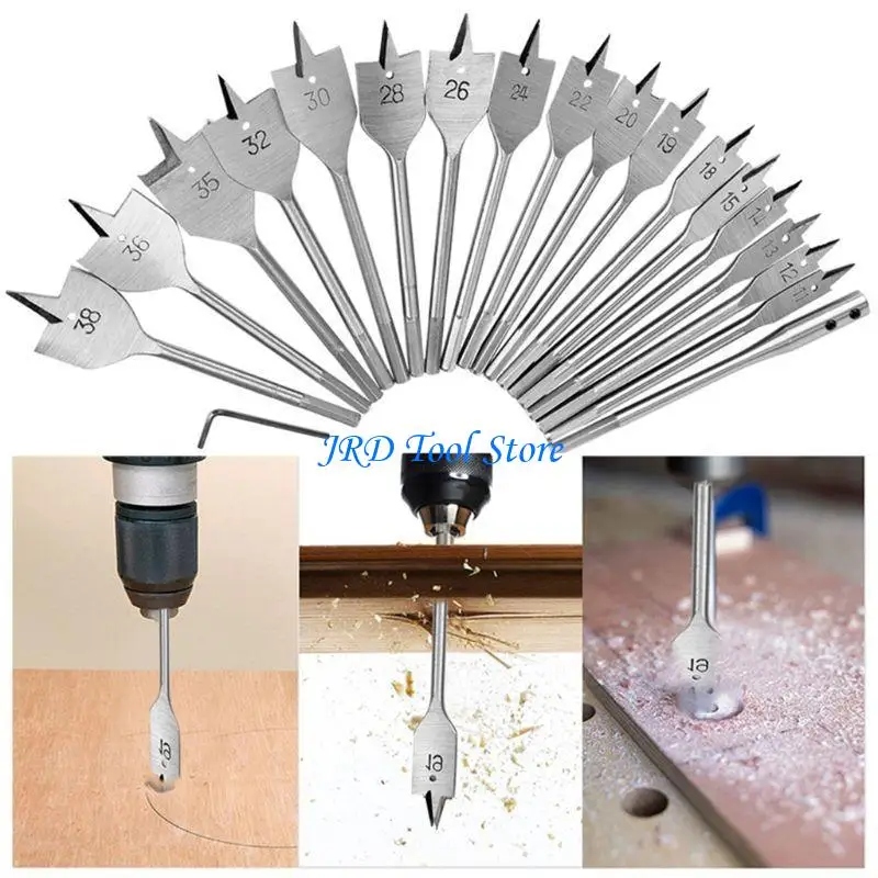 

A2UD Flat Drill Long Steel Flat Drill Set Woodworking Spade Drill Bits Durable