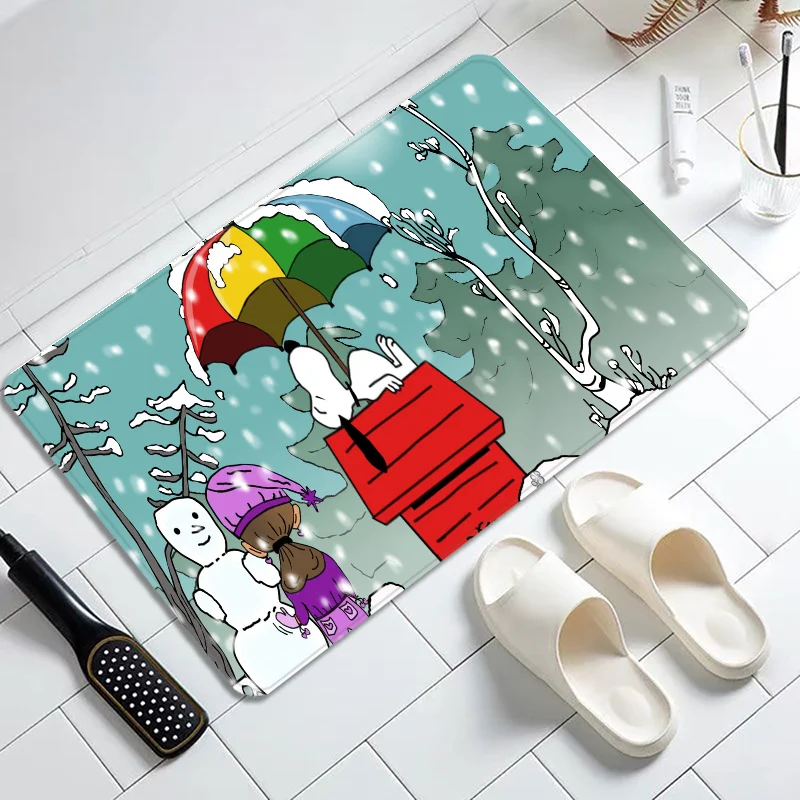 Cartoon Cute S-SnoopyS Door Mat Entrance Non-slip Doormat Washable Kitchen Carpet Hallway Rugs Bathroom Bath Door Mats view 3