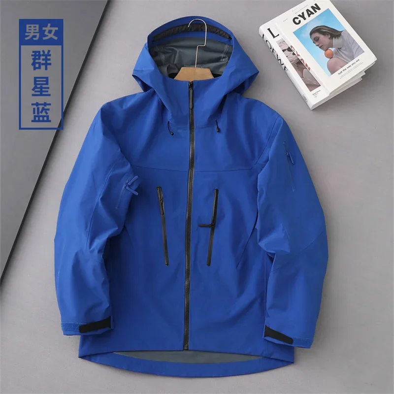 Outdoor Hard Shell Jacket Men Mountaineering Skiing Camping Cycling Jogging Hooded Breathable Waterproof Coat Quality Sportswear