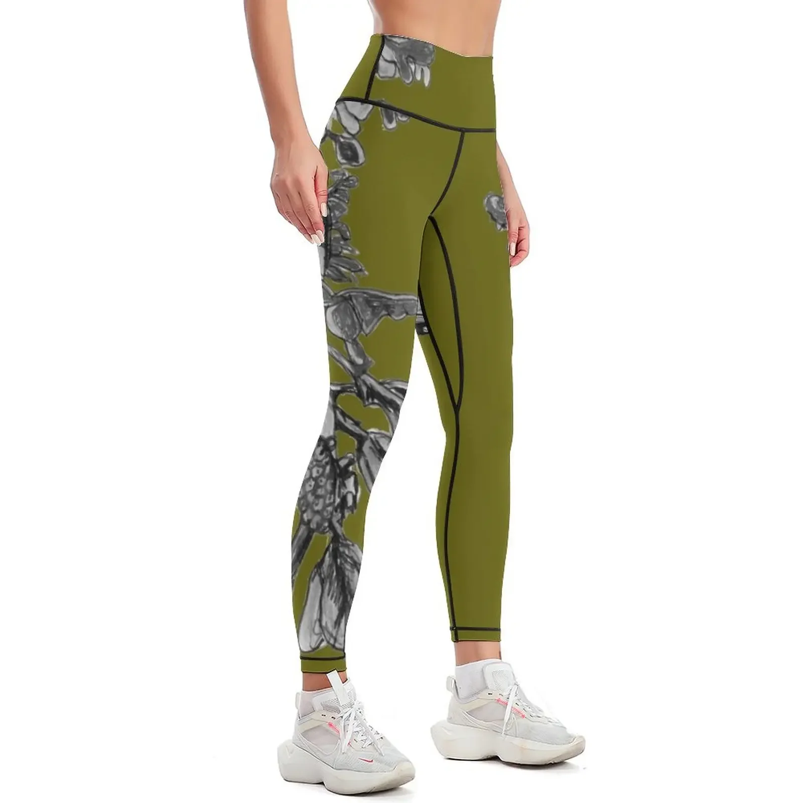 Steve the Leafy Seadragon in Grey Leggings for physical sportswear for gym high waist Clothing fitness Womens Leggings