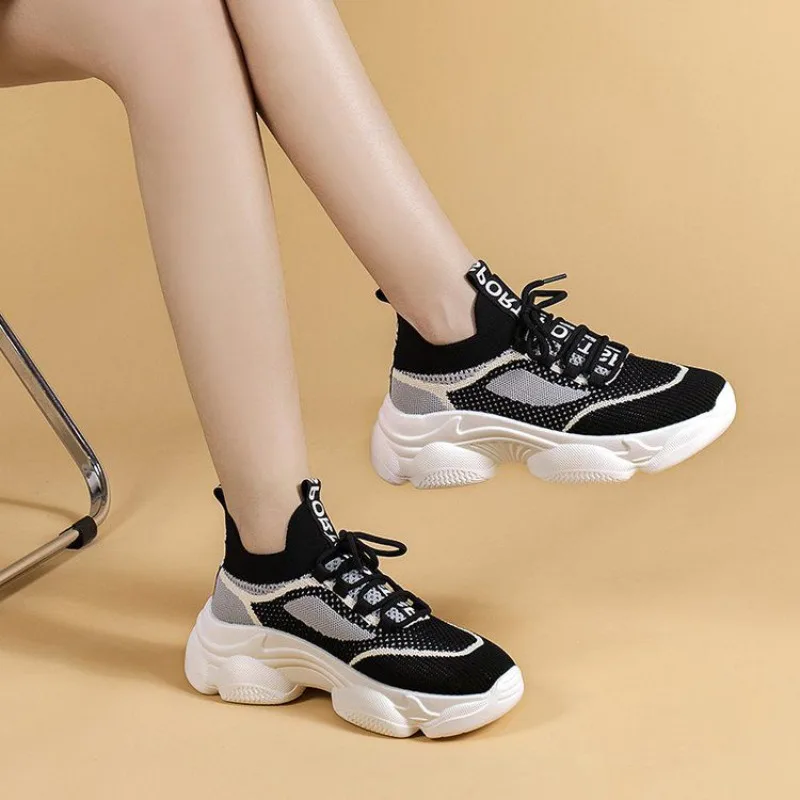 

​2025 New Women's Summer Breathable Mesh Dad Shoes Fashion Footwear Comfortable Thick Sole Casual Lace Up Shoes for Women​
