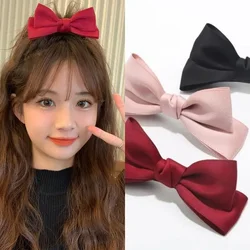 Korean 3D Red Bow Hair Pins Cute Princess Hair Clips Ribbon Barrettes Headwear for Girls Women Fashion Hair Accessories 2023 New