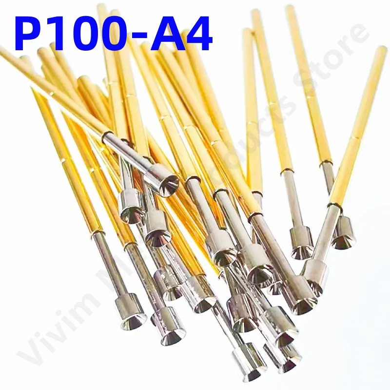 

100PCS P100-A4 Spring Test Probe Test Pin For Testing Circuit Board 33.35mm P100-A Nickel-Plated Head Dia 2.0mm Pogo Pin Tool