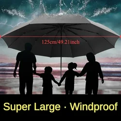 Super Large 125CM Business Fully Automatic Folding Men Umbrella, Windproof Strong, Waterproof Sunproof Sunshade Uv Big Umbrellas