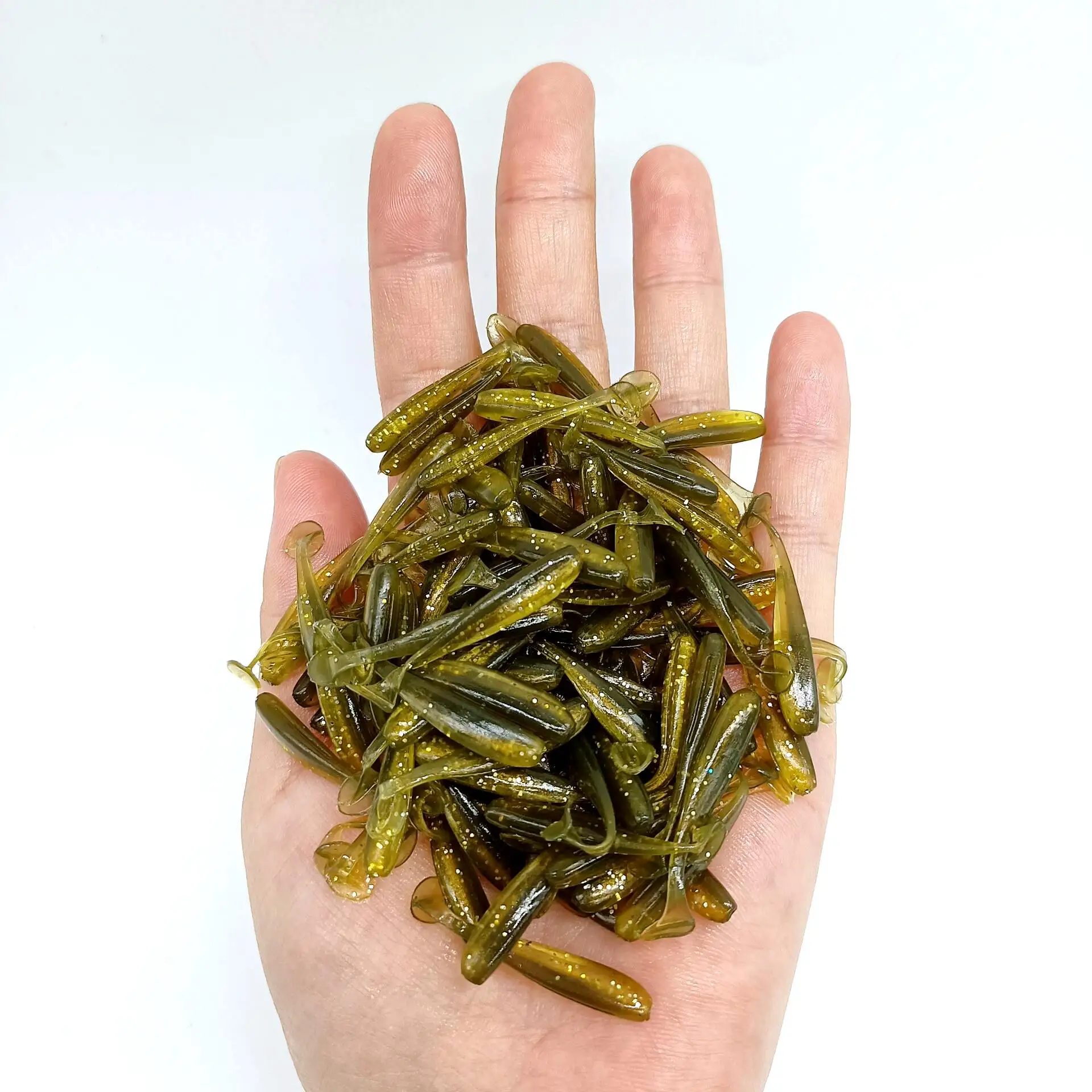 DUODUOYU 10PCS Micro Weiche Angelköder 0,35g/35mm T-schwanz Wurm Köder Kleine Künstliche Köder Jig Wobbler Bass Hecht Angelgerät