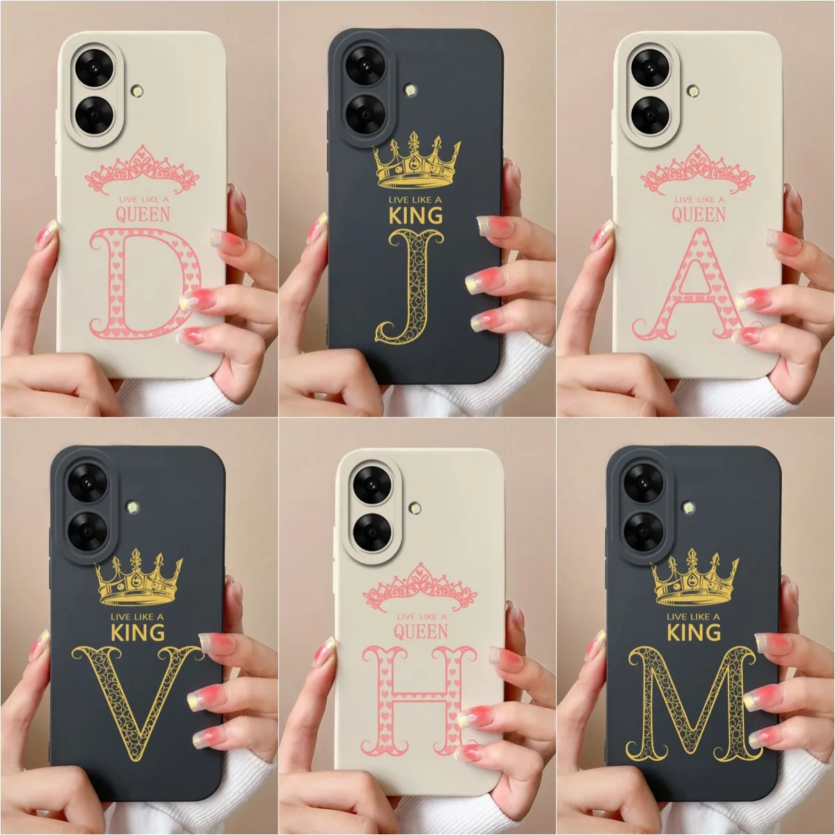 For Oppo Realme C61 (India) Case RMX3939 Cover Soft Silicone Fashion Crown Queen Letters Lens Protection Phone Bags Funda Coques