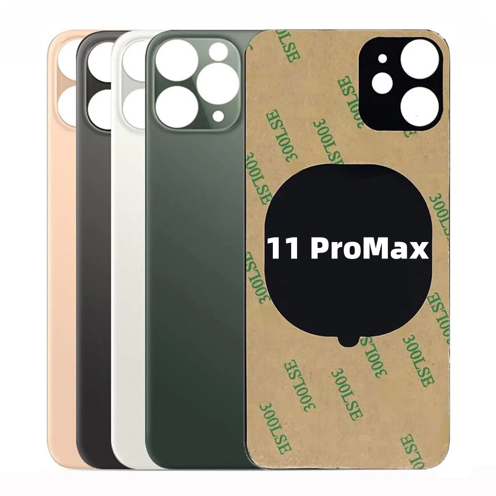 

For iPhone 11 Pro Max Back Glass Panel Battery Cover Replacement parts optimal Big Hole Camera Rear Door Housing Bezel+Adhesive