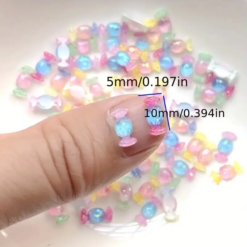 50Pcs Cute Mini Shiny Candy Resin Nail Charms 3D Flatback Ornament Biżuteria do manicure Akcesoria Ozdoby do zdobienia paznokci