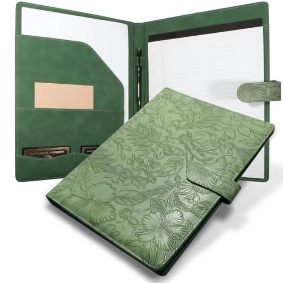 

Professional Padfolio Portfolio Binder, Textured Embossing Faux Leather Folder Organizer for Letter Size Legal Pad Notepad Resu