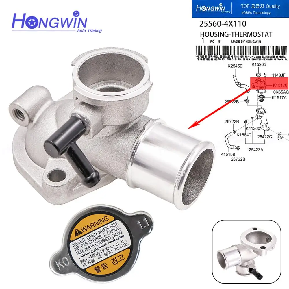 255604X110 Brand New Auto Part Coolant Thermostat Housing & Cap 25560-4X110 For Hyundai Terracan 2001-2006