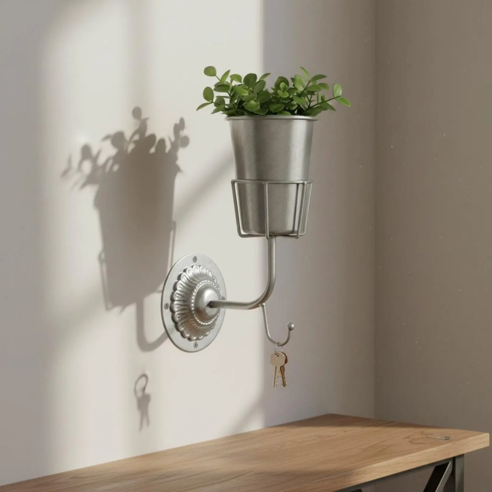 Metal Wall Planter Hook Design Wall Mounted Planter Decorative Hanging Vase Indoor Outdoor House Decoration Powder-Coated
