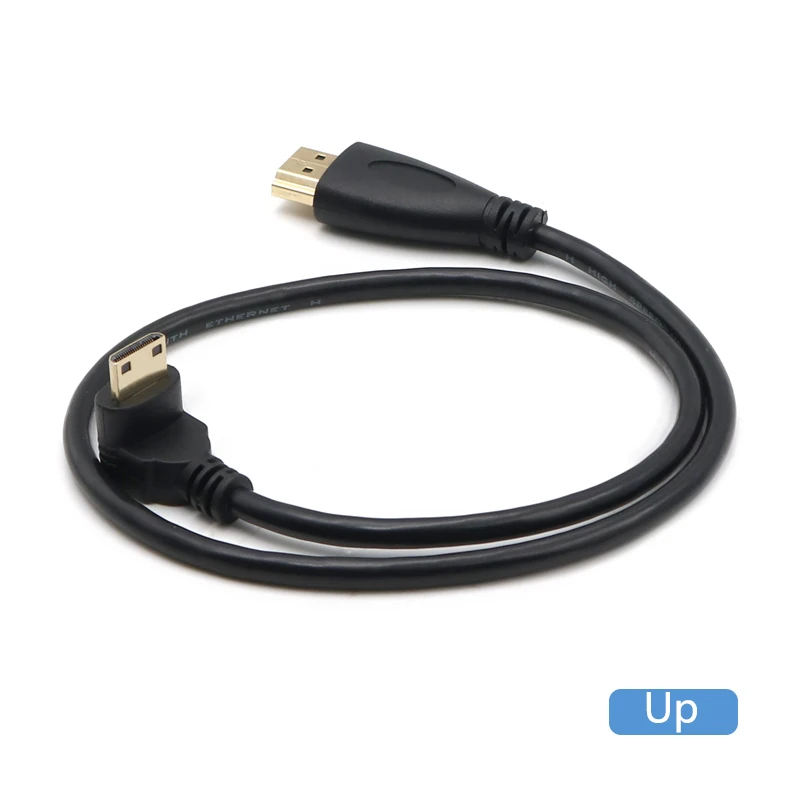 Mini HD do kabel HD 1080P pozłacany efekt z męskiego na męskie Mini kompatybilny 90 stopni kąt lewego prawego Adapter do kabla