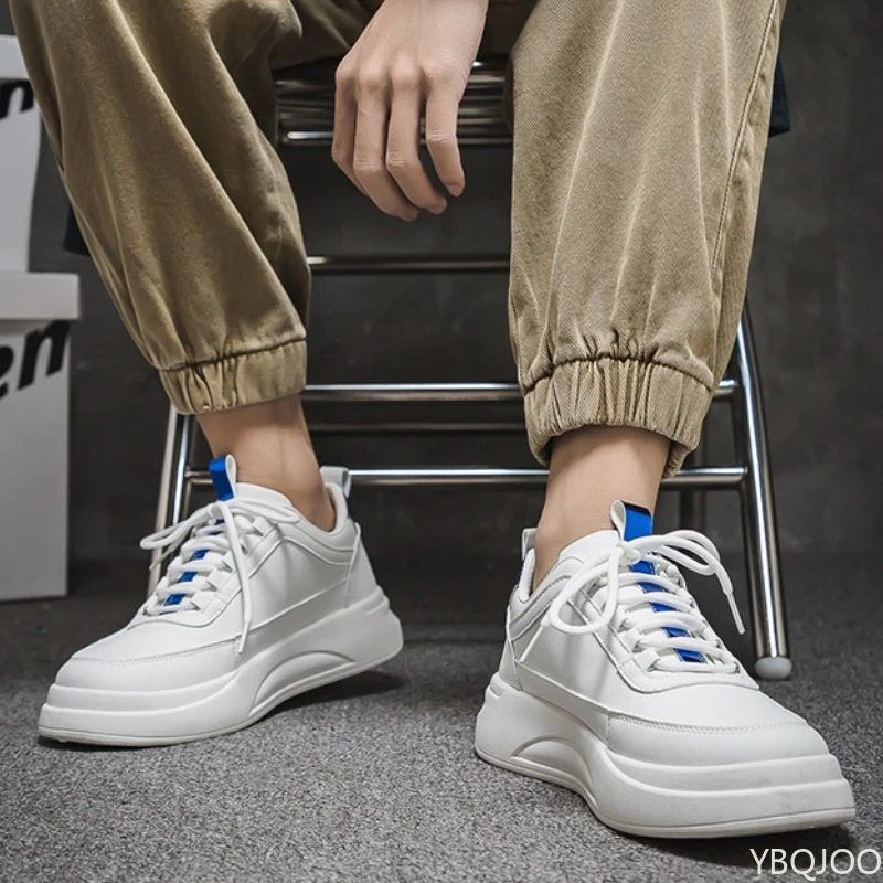 

Новые мужские универсальные спортивные туфли для доски увеличенной высоты, повседневные однотонные туфли на толстой подошве с низким вырезом, простые удобные туфли для доски