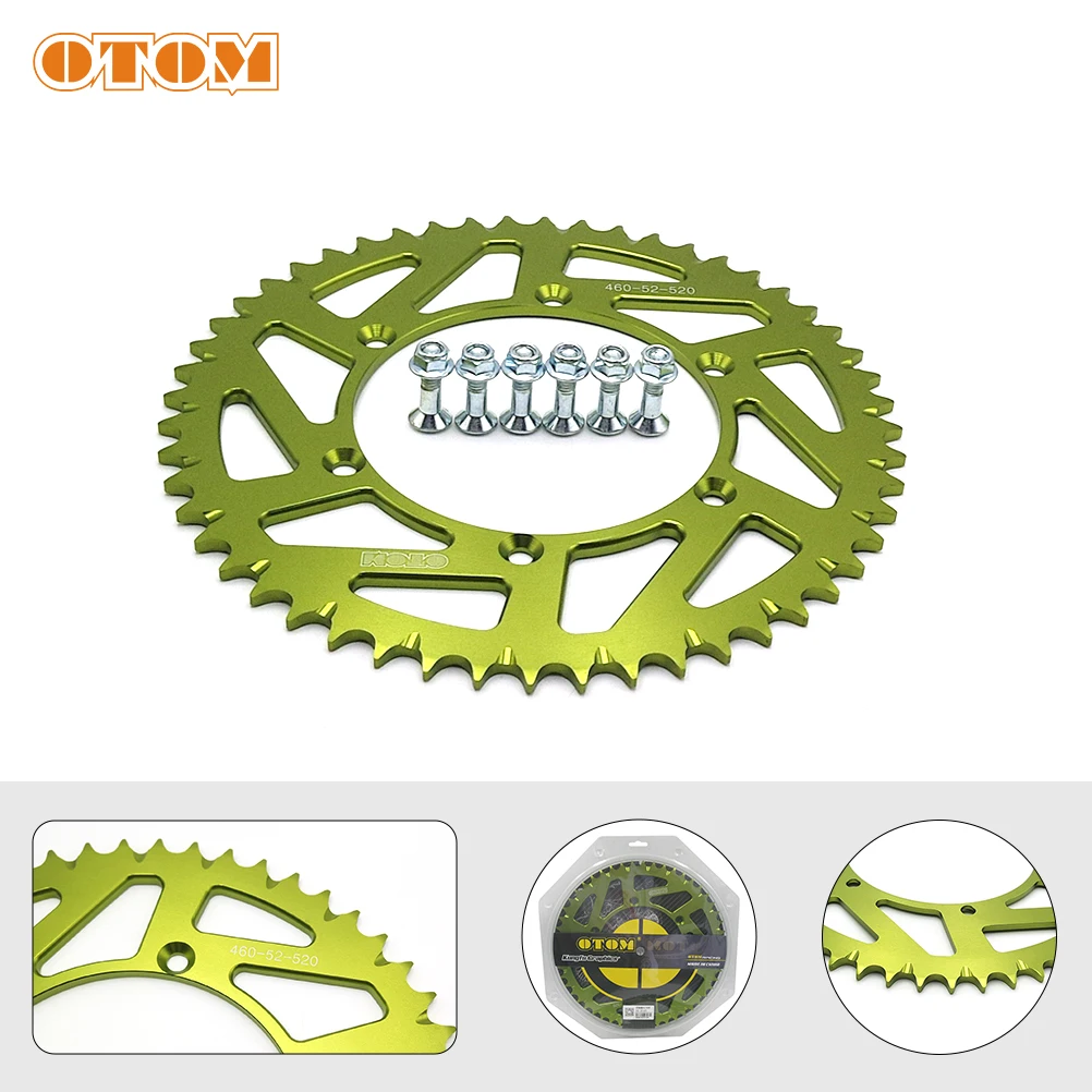 2023 Motorcycle Rear Chain Sprocket For KAWASAKI KX KLX 125 250 300 450 SUZUKI RMZ250 520 Chains 52T Drive Plate With Mount Bolt