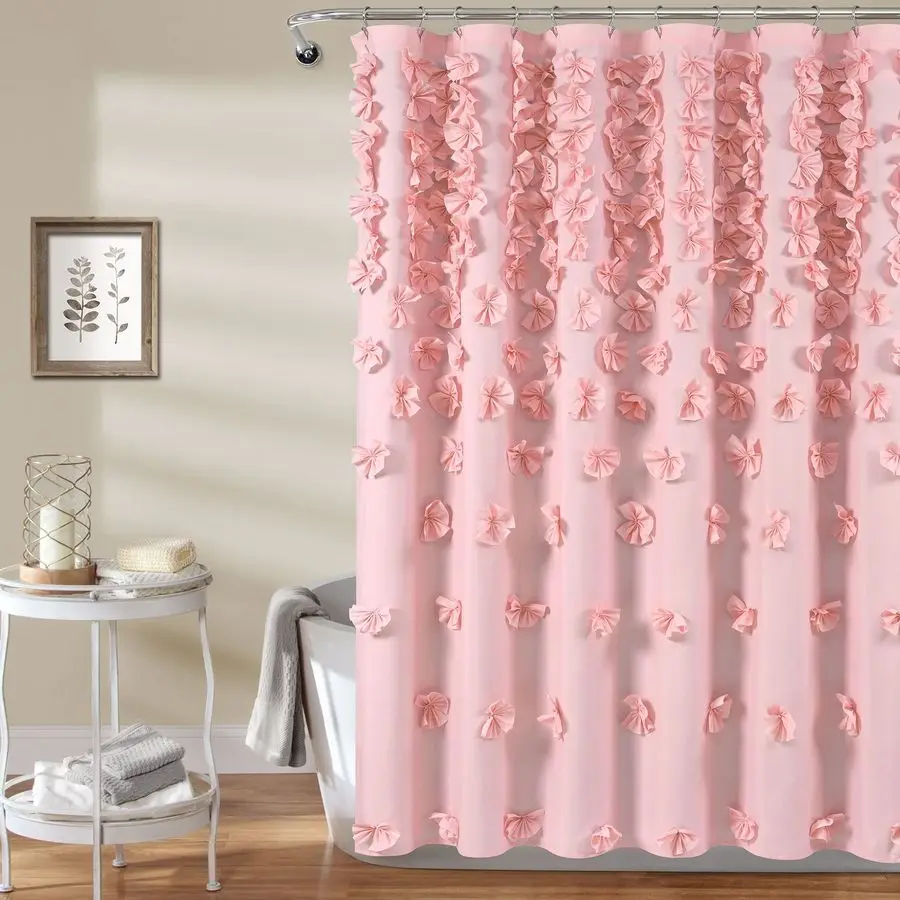 

Riley Shower Curtain, 72 W x 72 L, Pink Bathroom Curtain Coquette Decor Bow Shower Curtains Cottage Core Fabric Shower Curtains