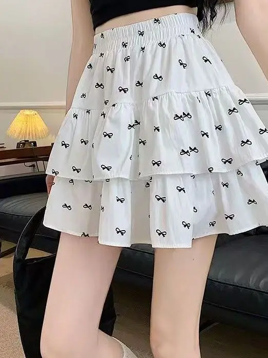 

Новая женская юбка-кейк с кружевным принтом и перекрестным дизайном, с завязками на высокой талии, весна 2026, модная коллекция для женщин