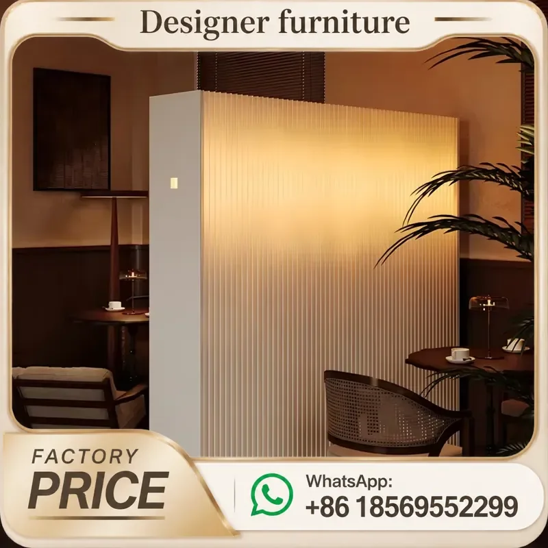 Folding Mobile Background Wall Luminous Paper Wood Wall Modern Simplicity Screen Soft Partition for Living Room Office Porch