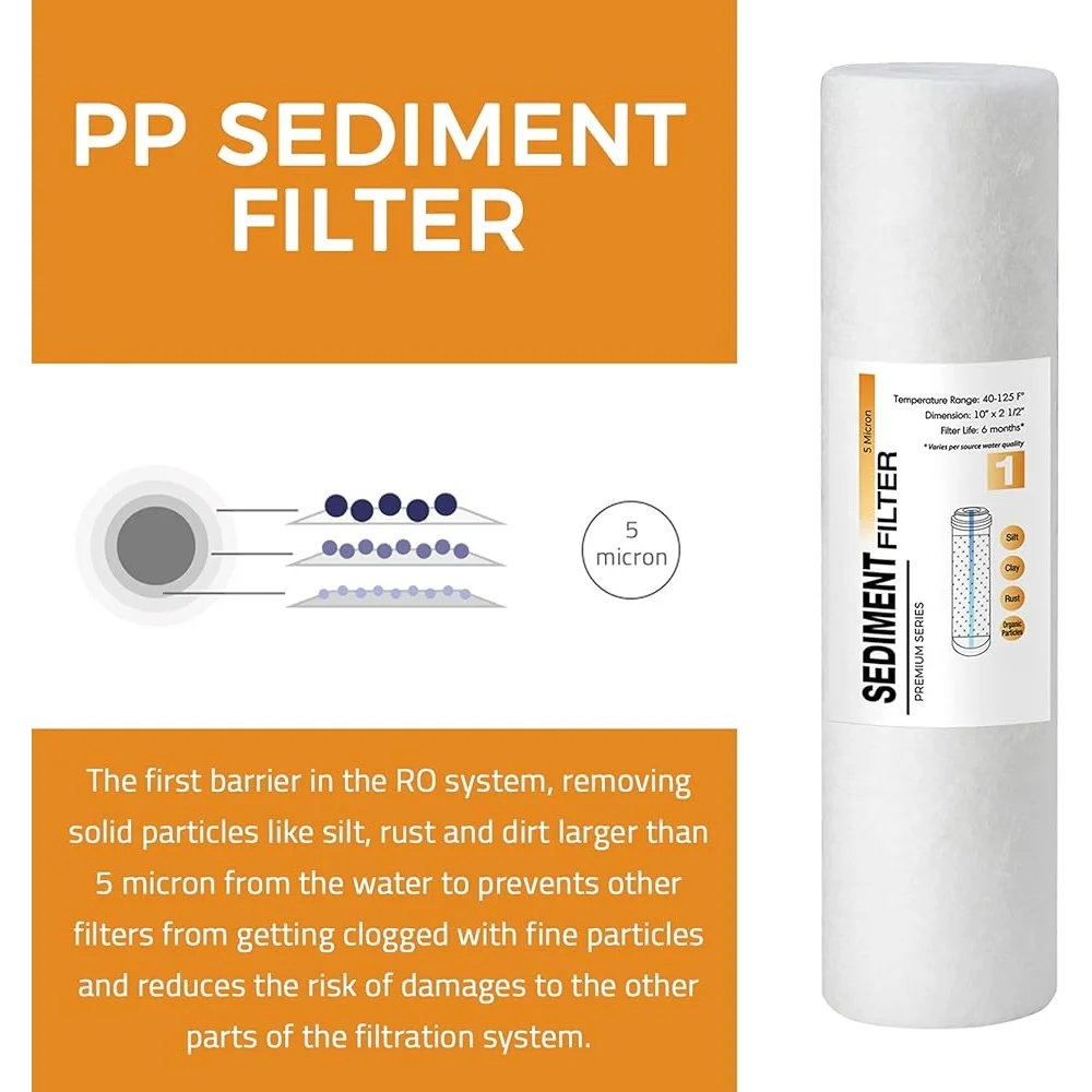 Универсальный картридж для фильтра для воды премиум-класса с обратным осмосом RO системы под раковиной 5-микронный бассейн с гидромассажной ванной