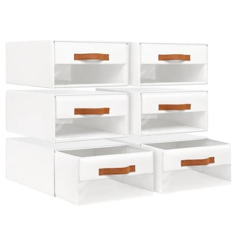 

Closet Organizers and Storage - Fabric Bins with Drawers for Closet Foldable Clothes Organizers with Clear Window Stackable for