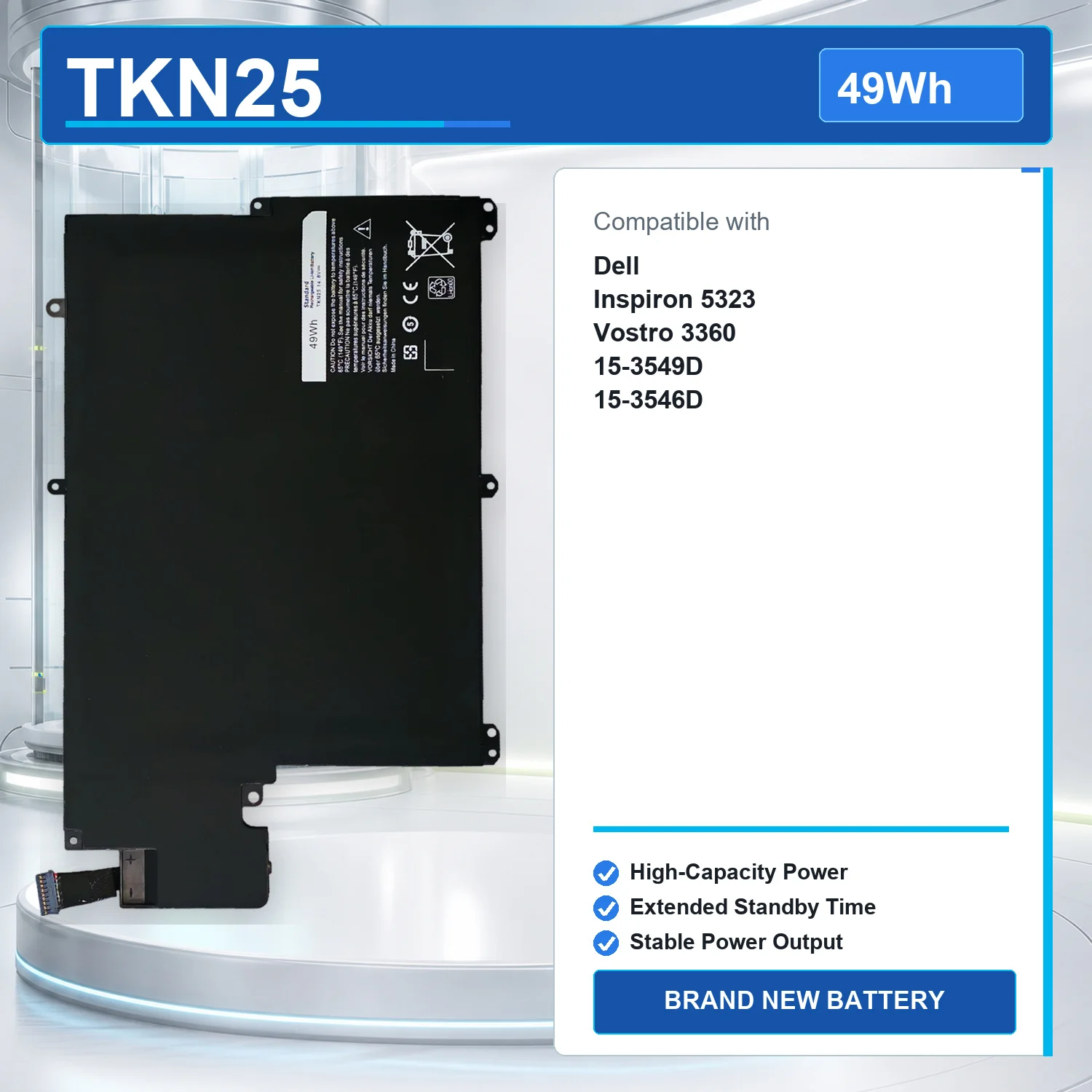 TKN25 49Wh 14.8V Laptop Battery For Dell Inspiron 13z-5323 5323 Vostro 3360 V3360 15-3546 15-3549 TRDF3 V0XTF RU485