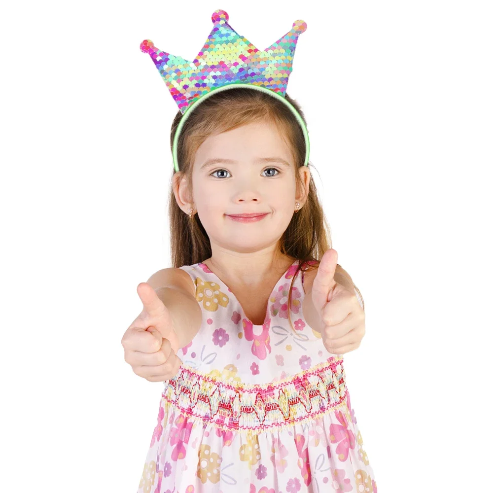 Diadema de princesa con lentejuelas para niña, corona de boda, Aro para el pelo, accesorios para regalo de Navidad, decoración diaria para fiesta,