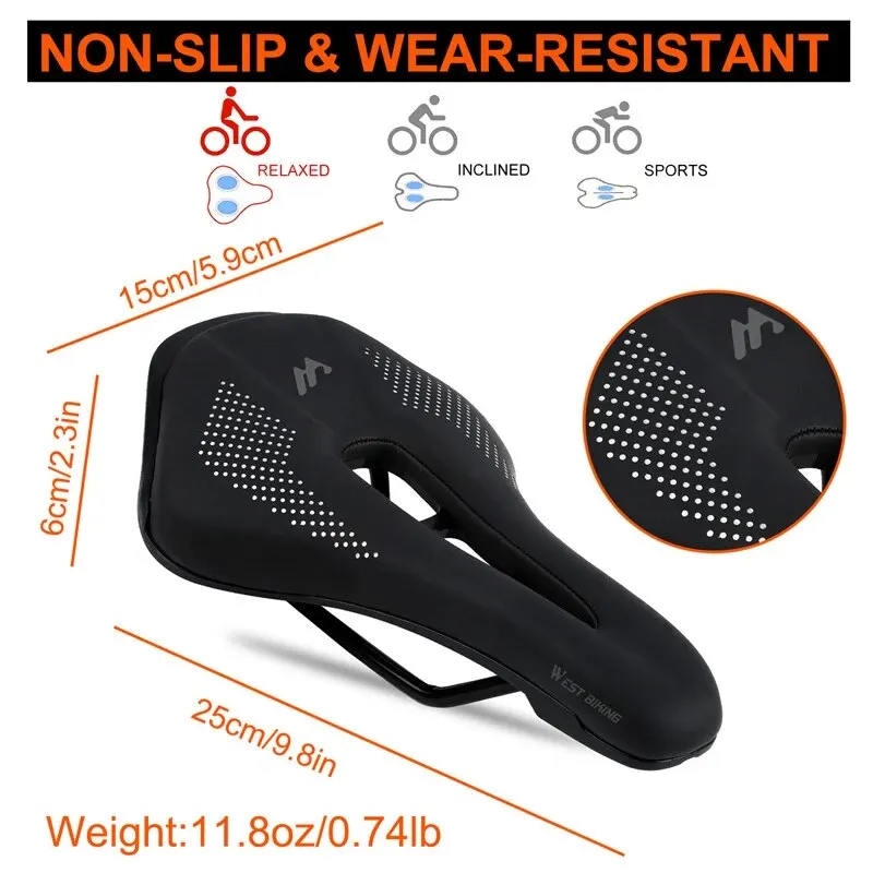 WEST BIKING Ultralight Mountain Bicycle Saddle MTB Short Nose Road Bike Seat PU Leather Hollow Prostatic Saddle Bicycle Parts