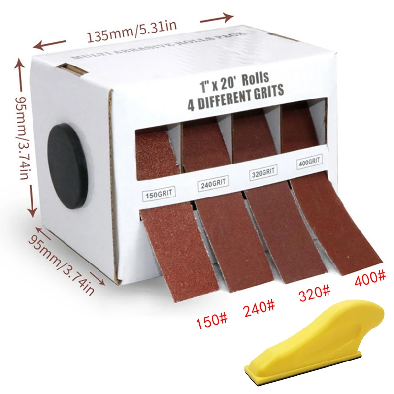 

Набор выдвижных коробок с наждачной бумагой 25 мм, 6 м, зернистость 4/5/6, комбинированные абразивные инструменты для полировки и шлифовки, 1 дюйм