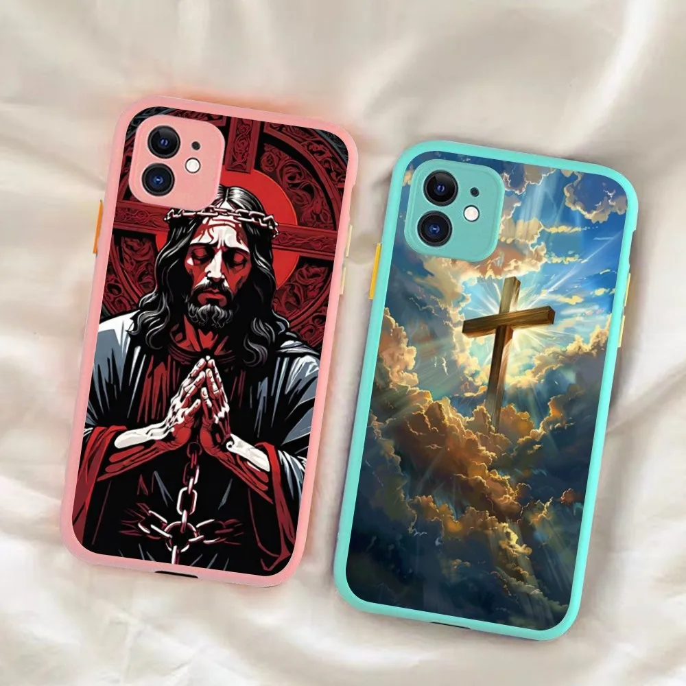 

Bible Christian Jesus Cross Phone Case For IPhone 14 11 12 13 Mini Pro Max 8 7 Plus X XR XS MAX Translucent Matte Cover