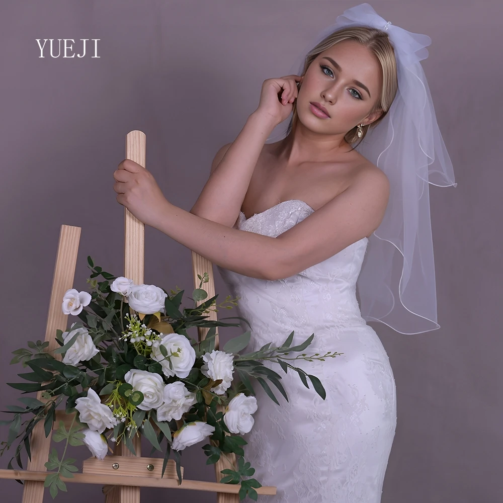 YUEJI White Double Bow Bridal Veil Original Ideas Pencil edge Veil Wedding Cosas Para Boda New arrive 2024 YJ226