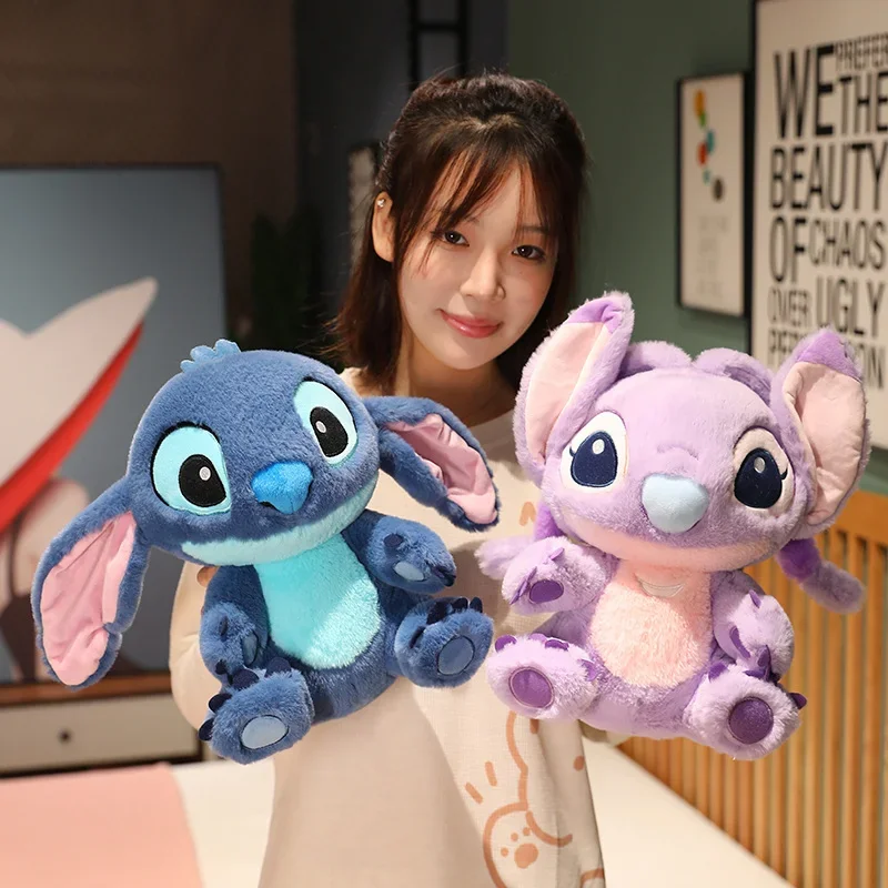 Miniso Kawaii Disney Lilo & Stitch Plush Toy Kawaii Soft Blue Purple Elf Disney Lilo & Stitch Stuffed Doll Anime Movie Xmas Gift