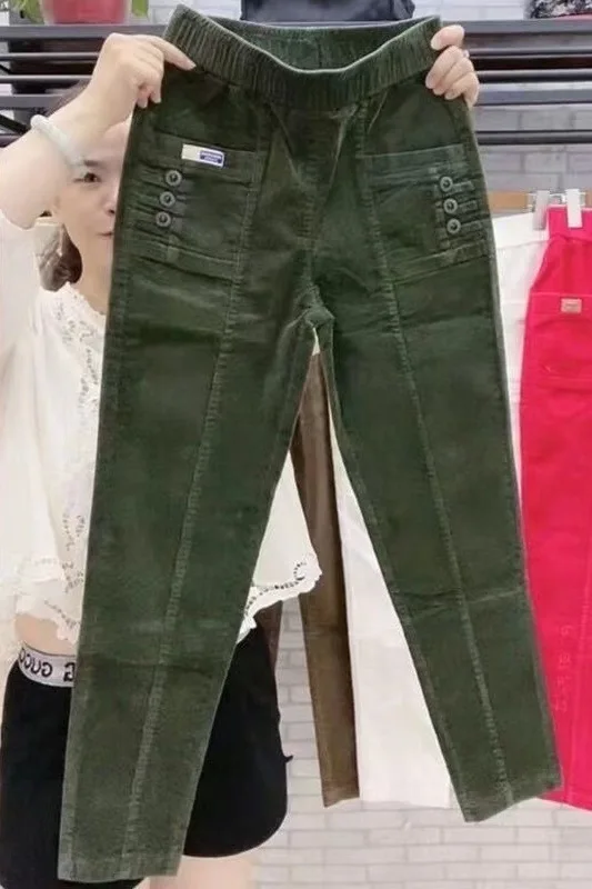 Frauen Warme Frühling Winter Taste Taschen Rüschen Vintage Große Große Plus Größen Casual Party Mode Lose Hose – Detail 24