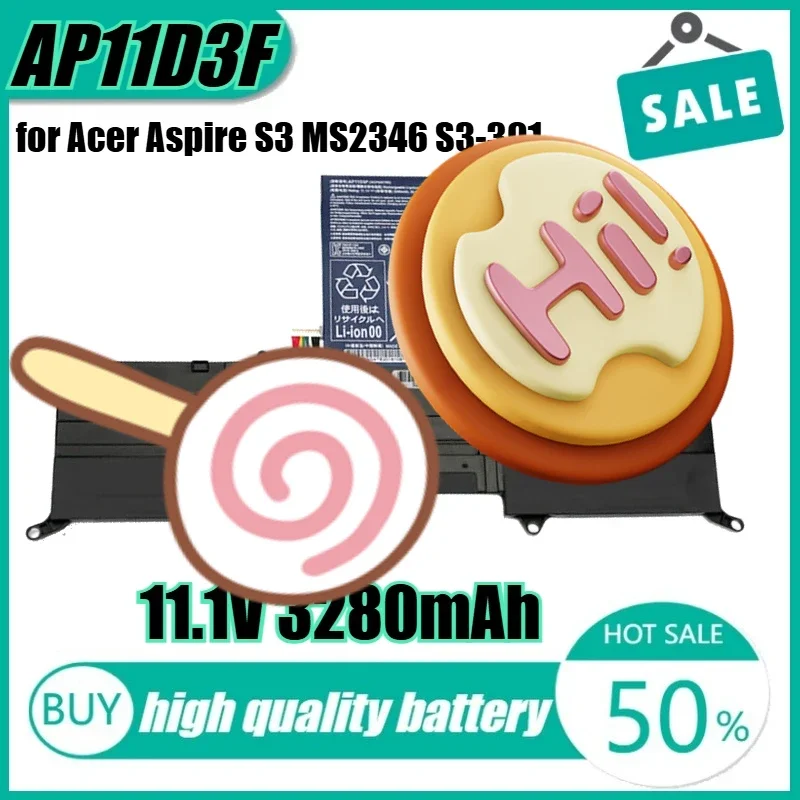 

11.1V 36.4Wh 3280mAh AP11D3F Laptop Battery for Acer Aspire S3 MS2346 S3-391 S3-951 AP11D4F