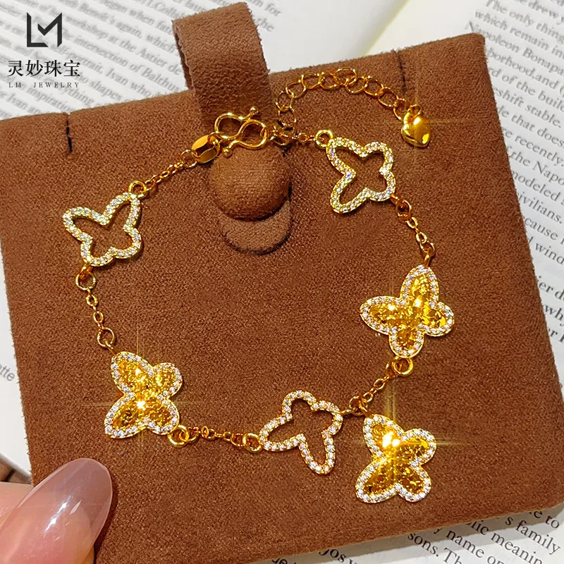 

9999 изысканный полый сломанный браслет-бабочка с глазурью, настоящее золото 24 карата, универсальное золото, благословеная бабочка, ювелирные изделия для рук, изысканные