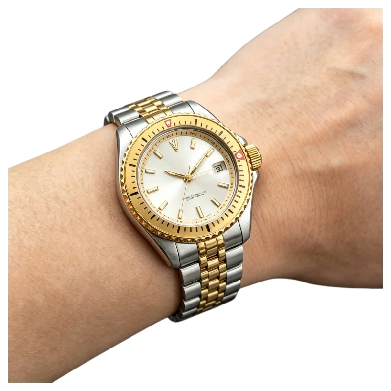 Gold SKX007 Complete Case & Band Set Sapphire Glass Waterproof Watch Housing for NH35 NH36 7S 4R Mechanical Movement