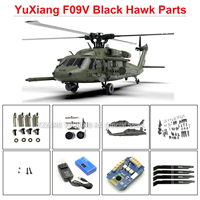 YXZNRC YUXIANG F09V UH-60 Black Hawk 3D RC Helicopter Parts Fuselage Main Blade Grip Horizontal Tail Rotor Landing Skid