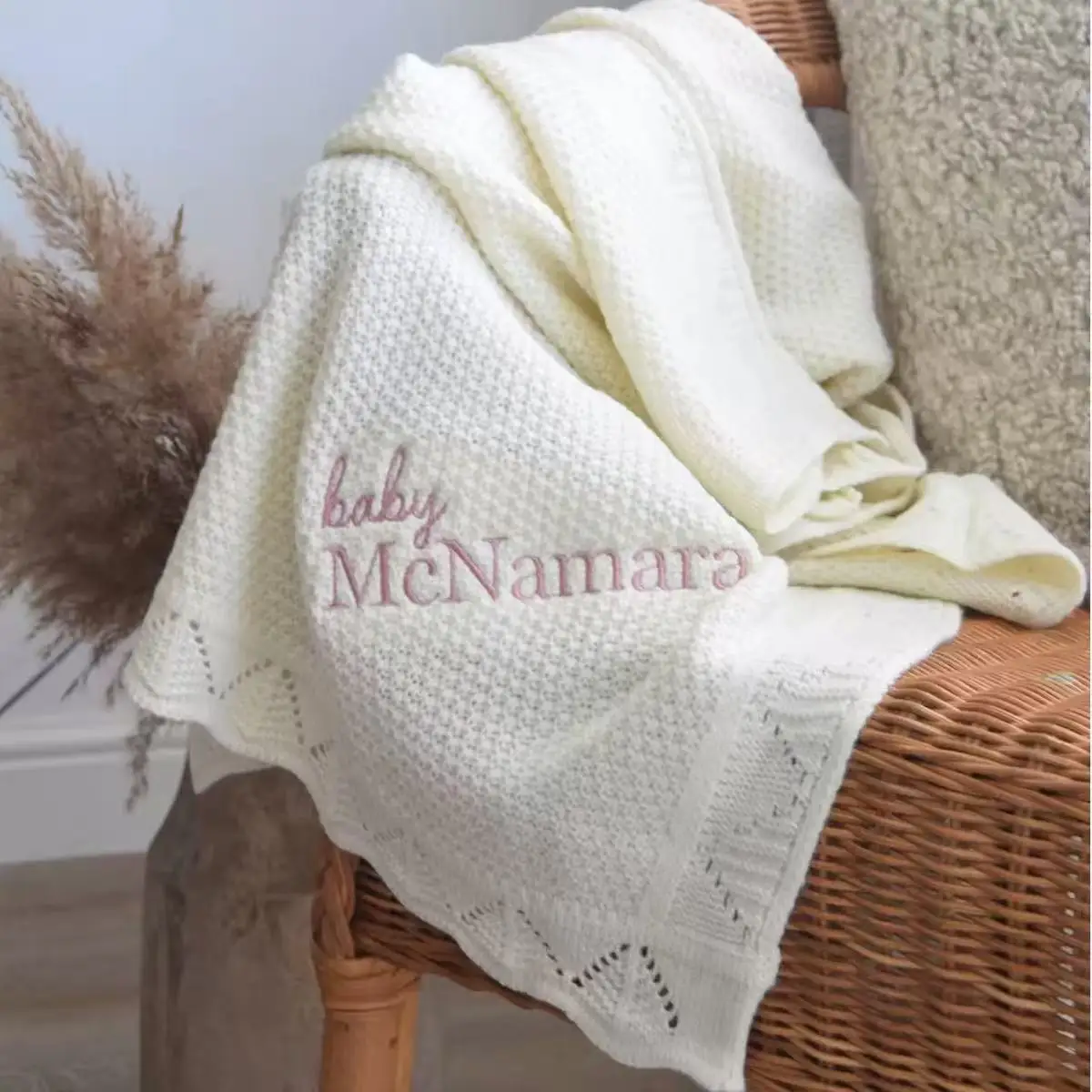 Woolen Knitted Kid's Blanket Personalized Newborn Boys Girls Birth Gift Stroller Blanket Custom Name Baby Nursery Soft Blankets