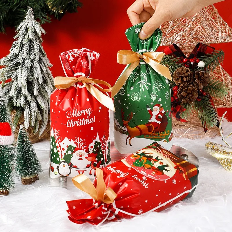 Frohe Weihnachten Süßigkeiten Tasche Santa Geschenk Tasche Schneeflocke Kordelzug Tasche Weihnachtsdekorationen für Zuhause Neujahr 2025, Weihnachtsgeschenke – Detail 11