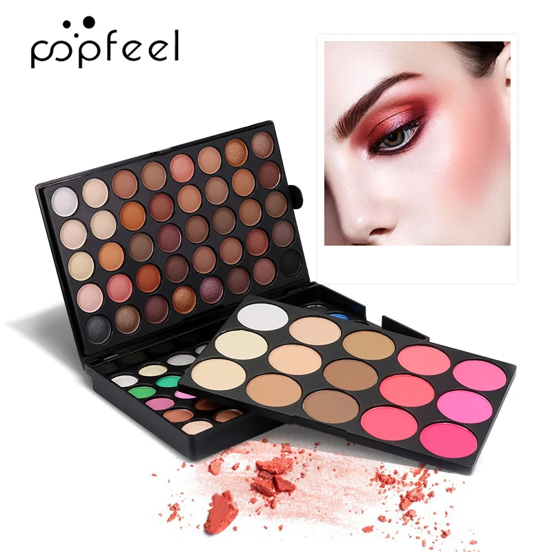 POPFEEL Palette di ombretti e fard a 95 colori - Tonalità versatili luccicanti e opache - Include 15 opzioni di fard, evidenziatore e contorno.