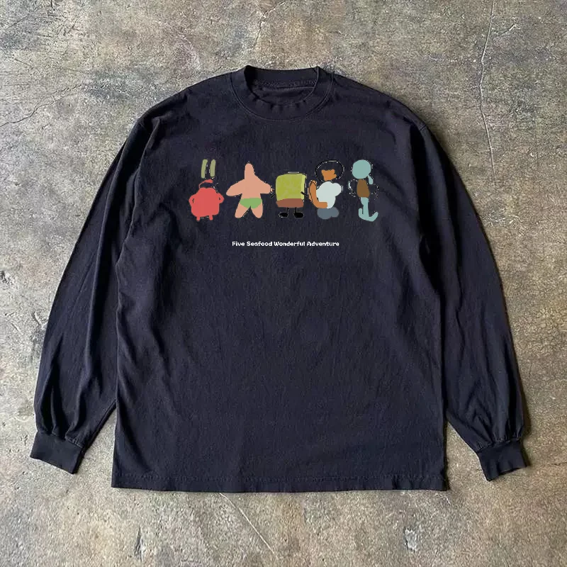 Long Sleeve 310 Pure Cotton Men's T-Shirt Upward Hero Non-Light American Style Couple's T-Shirt Youth Loose Fit Printed Tee