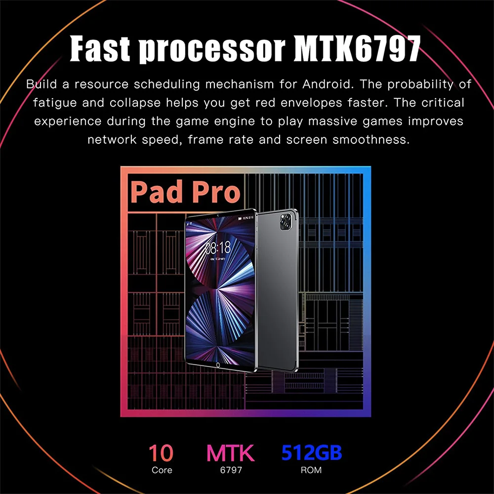 New 10.1 Inch Tablet PC 8GB RAM 512GB ROM 10 Core AI Speed-up Tablets Google Play 4G LTE Phone Call Dual SIM Dual WiFi Android13