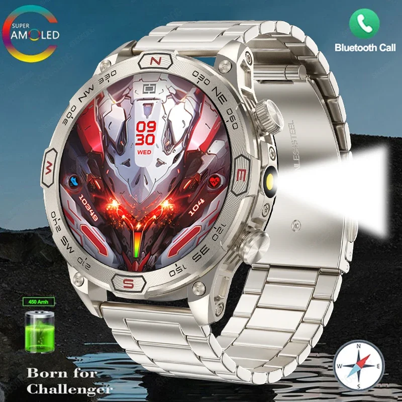 

Outdoor GPS Track Sport Smart Watch 1.43" Screen 1ATM Waterproof Clock Compass Flashlight Watch Men HD Bluetooth Call Smartwatch