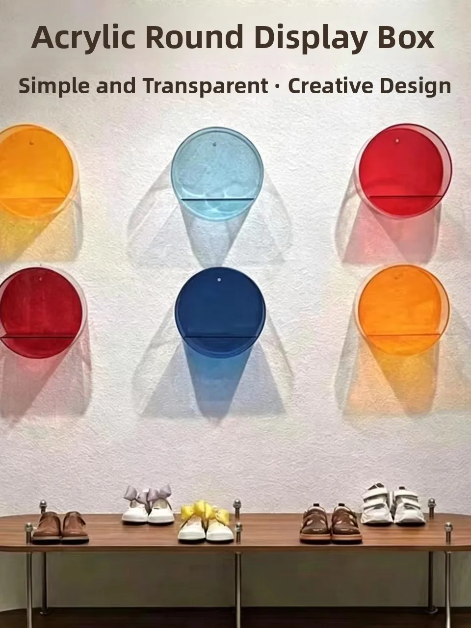 Acrylic Display Shelf Wall Mounted round Creative Toy Figure Storage Rack Showcase Decorative Organizer for Living Room