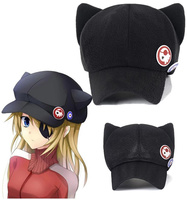 EVA Shikinami Asuka Rangure Cat Ear Polar Fleece Hat Peak Baseball Cap Anime Cosplay Accessories