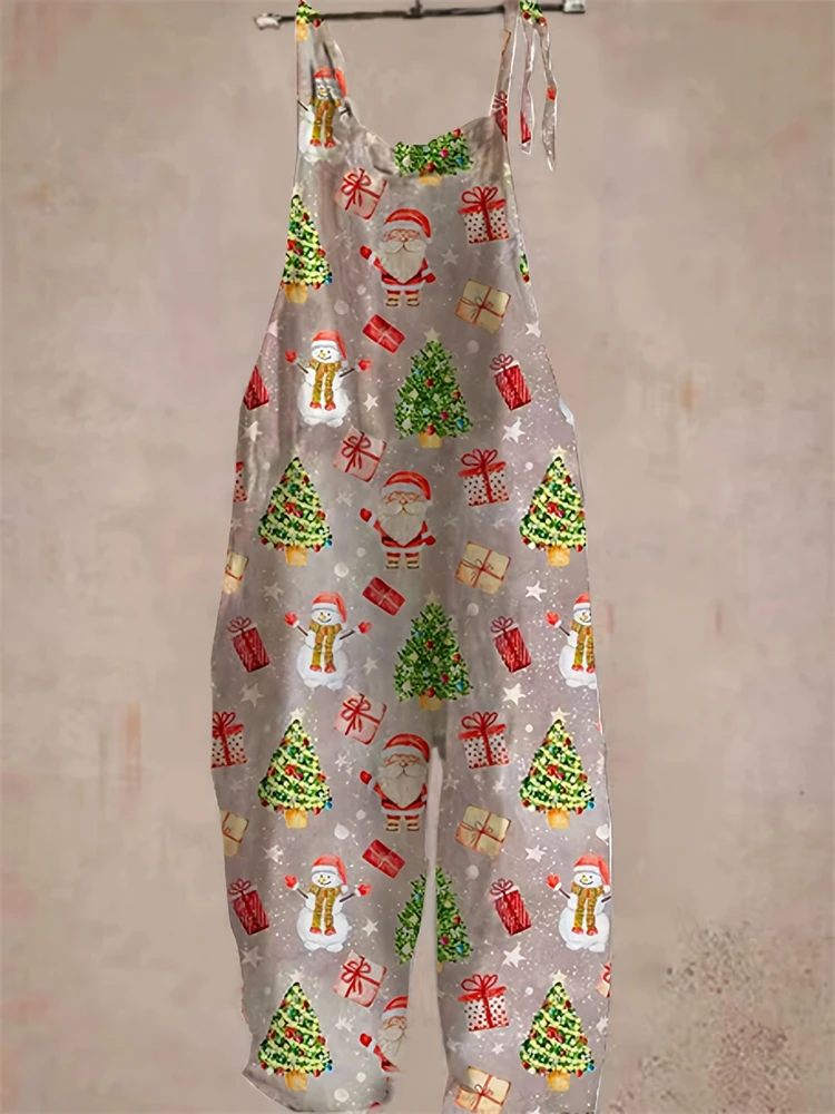 

New Women's Casual Comfortable Bodysuit Christmas Printed Halter Bodysuit Cute Sexy Adjustable Halter Large Size Bodysuit