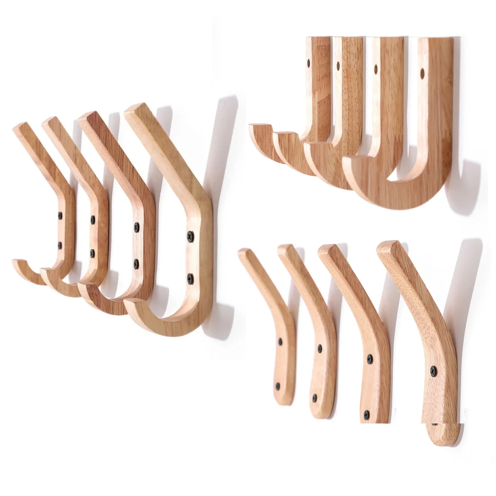 1Pc Oak Wood Coat Hanger Hook Home Bathroom Hallway Key Bedroom Door Kitchen Gadgets Organizer Wall Mounted Storage Rack Holder